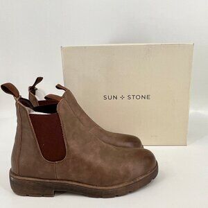 Sun + Stone Hawkes Men’s Chelsea Boots Size 10 Brown Pull On Elastic Gores Boot